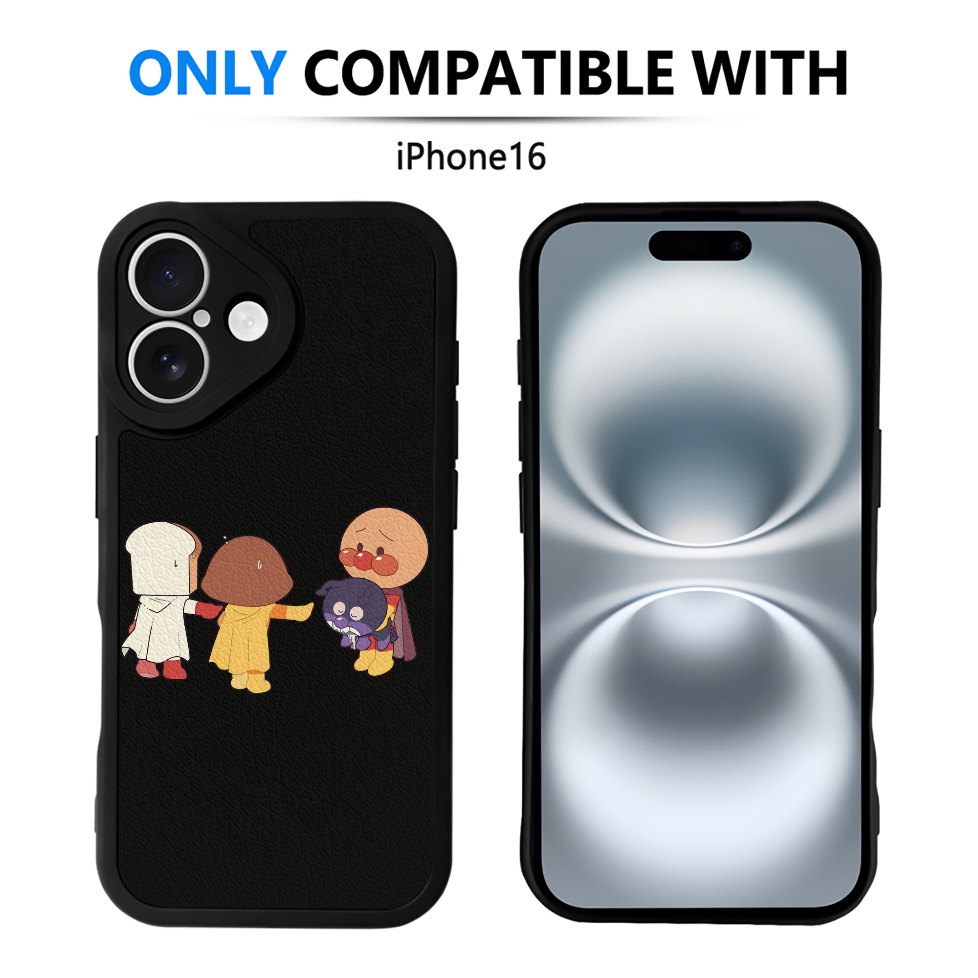 （画像用） アンパンマン Anpanman 【iPhone 16シリーズ対応】シリコンスマホケース（レザー調） 材質：シリコン